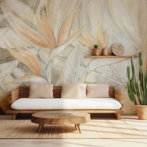 Tapeta na ścianę - strelitzia mist , rodzaj - próbka tapety 50x50cm