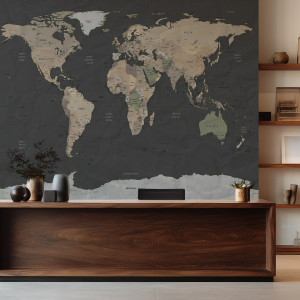 Tapeta na ścianę - stationery world map , rodzaj - tapeta winylowa strukturalna