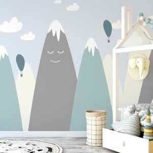 Tapeta dziecięca - happy mountains , rodzaj - próbka tapety 50x50cm
