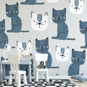 Tapeta dziecięca - kitten art , rodzaj - tapeta winylowa strukturalna