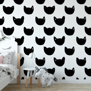 Tapeta dziecięca - kitty heads , rodzaj - tapeta flizelinowa