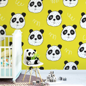 Tapeta dziecięca - lemon panda , rodzaj - tapeta flizelinowa laminowana