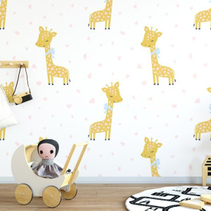 Tapeta dziecięca - lovely giraffe , rodzaj - tapeta flizelinowa