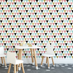 Tapeta dziecięca - mad-pastel triangle , rodzaj - tapeta flizelinowa laminowana