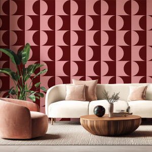 Tapeta na ścianę - pink geometry , rodzaj - tapeta winylowa strukturalna