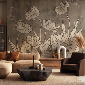 Tapeta na ścianę - concrete tulips , rodzaj - tapeta flizelinowa laminowana