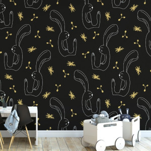 Tapeta dziecięca - night rabbits , rodzaj - tapeta winylowa strukturalna