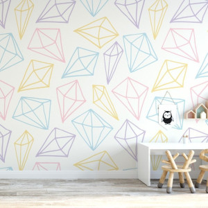 Tapeta dziecięca - pastel diamonds , rodzaj - tapeta winylowa strukturalna