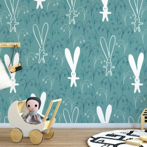 Tapeta dziecięca - rabbit ears , rodzaj - tapeta winylowa strukturalna