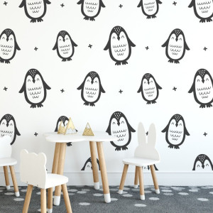 Tapeta dziecięca - penguin smile , rodzaj - tapeta winylowa strukturalna