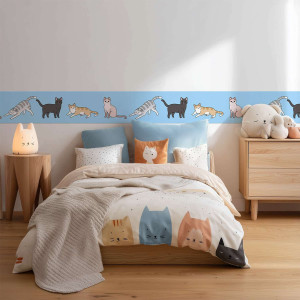 Border pasek dekoracyjny tapety - soft meows , rodzaj - tapeta flizelinowa laminowana