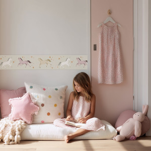 Border pasek dekoracyjny tapety - gentle unicorns , rodzaj - tapeta flizelinowa