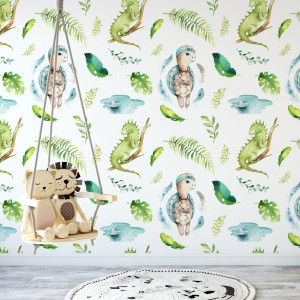 Tapeta dziecięca - tropical friends , rodzaj - tapeta flizelinowa