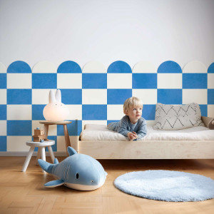 Tapeta do połowy ściany - blue tiles , rodzaj - tapeta flizelinowa laminowana
