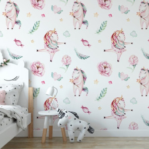 Tapeta dziecięca - unicorn sweetie , rodzaj - tapeta winylowa strukturalna