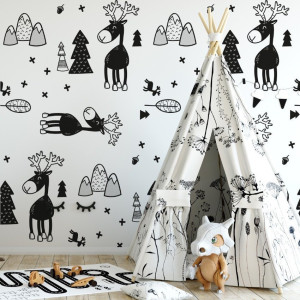 Tapeta dziecięca - happy deer , rodzaj - próbka tapety 50x50cm