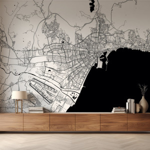 Tapeta na ścianę - mapa malaga , rodzaj - tapeta flizelinowa laminowana