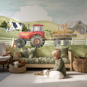 Tapeta na ścianę - day on the farm , rodzaj - tapeta winylowa strukturalna