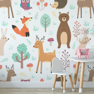 Tapeta dziecięca - woodland world , rodzaj - próbka tapety 50x50cm
