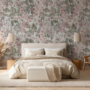 Tapeta na ścianę - flowers scrapbooking , rodzaj - tapeta flizelinowa laminowana