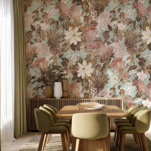 Tapeta na ścianę - rustic floral , rodzaj - tapeta flizelinowa laminowana