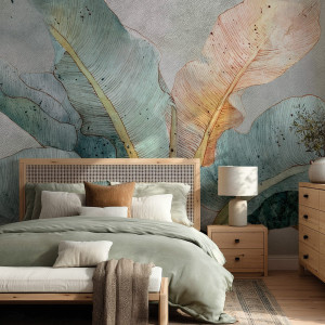 Tapeta na ścianę - tropical watercolor , rodzaj - tapeta flizelinowa laminowana