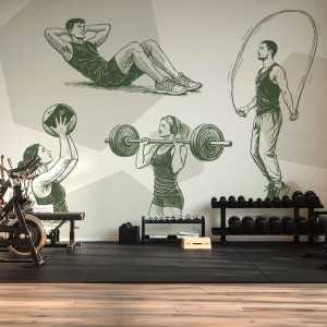 Tapeta na ścianę - gym routine , rodzaj - tapeta winylowa strukturalna