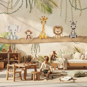 Tapeta na ścianę - jungle teddy toys , rodzaj - tapeta flizelinowa