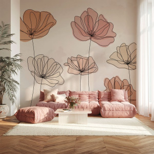 Tapeta na ścianę - soft ink blooms , rodzaj - tapeta flizelinowa