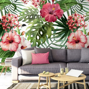Tapeta na ścianę - cheerful tropics , rodzaj - próbka tapety 50x50cm