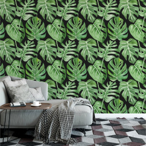 Tapeta na ścianę - charcoal monstera , rodzaj - tapeta winylowa strukturalna