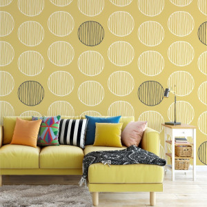 Tapeta na ścianę - dotty yellow , rodzaj - tapeta flizelinowa