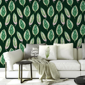 Tapeta na ścianę - elegant leaves , rodzaj - tapeta flizelinowa laminowana