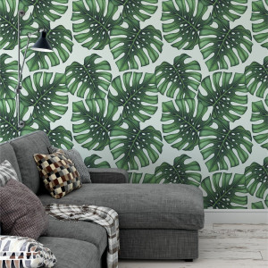 Tapeta na ścianę - leafy monstera , rodzaj - tapeta flizelinowa
