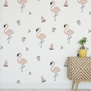 Tapeta na ścianę - minimal flamingo , rodzaj - tapeta flizelinowa laminowana