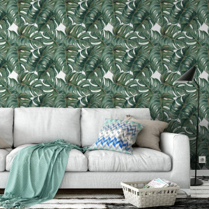 Tapeta na ścianę - monstera ideal , rodzaj - tapeta flizelinowa laminowana