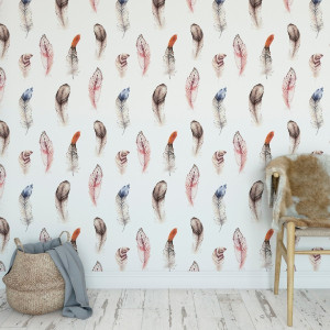 Tapeta na ścianę - pastel feathers art , rodzaj - tapeta winylowa strukturalna