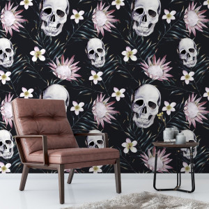 Tapeta na ścianę - tropical skull , rodzaj - tapeta flizelinowa laminowana
