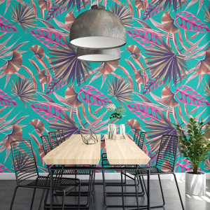 Tapeta na ścianę - turquoise tropicana , rodzaj - tapeta winylowa strukturalna