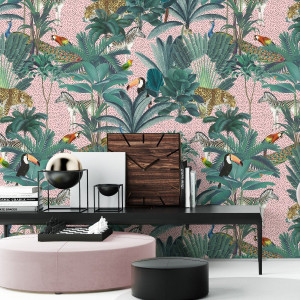Tapeta na ścianę - tropicana pink , rodzaj - próbka tapety 50x50cm