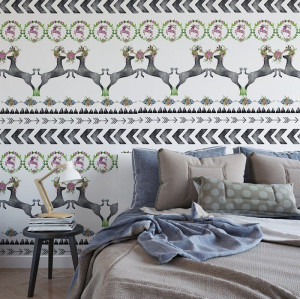Jelenie vintage - tapeta w stylu skandynawskim , rodzaj - tapeta flizelinowa laminowana