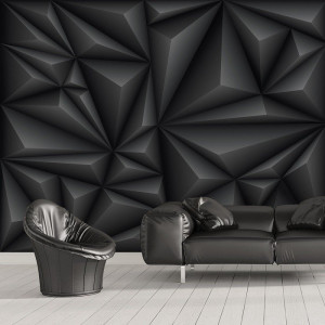 Czarne trójkąty 3d - designerska tapeta 3d , rodzaj - tapeta flizelinowa laminowana