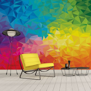 Tęczowa abstrakcja - designerska tapeta ścienna , rodzaj - próbka tapety 50x50cm
