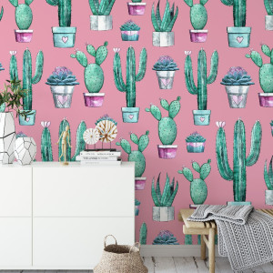 Tapeta na ścianę - lovely cactus , rodzaj - próbka tapety 50x50cm