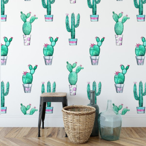 Tapeta na ścianę - minimalist cactus , rodzaj - tapeta flizelinowa