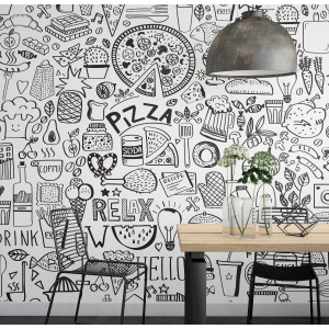Tapeta na ścianę - pizza design , rodzaj - tapeta winylowa strukturalna