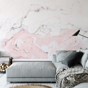 Tapeta na ścianę - rising pink marble , rodzaj - tapeta flizelinowa