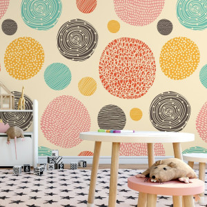 Tapeta dziecięca - artistic dots , rodzaj - tapeta winylowa strukturalna