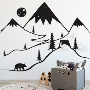 Tapeta dziecięca - bear on journey , rodzaj - próbka tapety 50x50cm