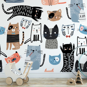 Tapeta dziecięca - cats friendship , rodzaj - tapeta winylowa strukturalna